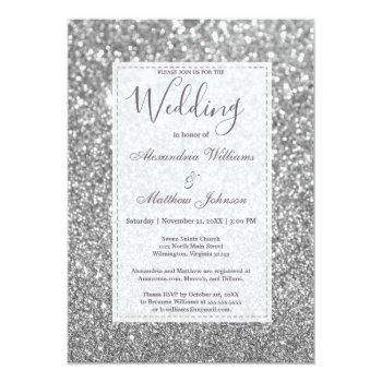 Small Chic Glamorous Trendy Silver Glitter Wedding Front View