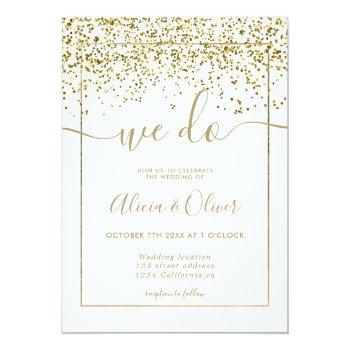 Small Chic Gold Foil White Photo Initials Wedding Front View