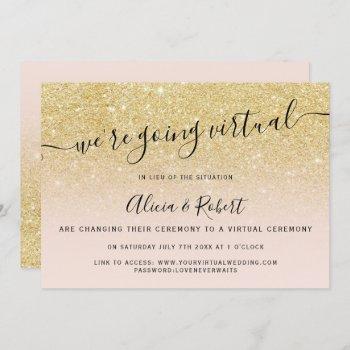 Small Chic Gold Glitter Blush Script Virtual Wedding Front View