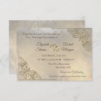 chic gold hearts wedding & registry invitation