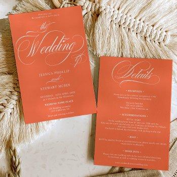 Small Chic Orange All In One Calligraphy Wedding Front View