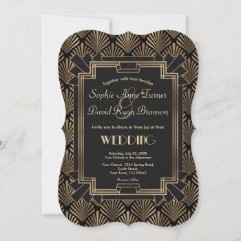 chic roaring 20's great gatsby art deco wedding invitation