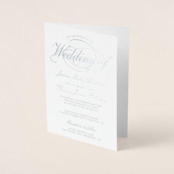 Small Chic Silver Foil Script Folded Wedding Front View