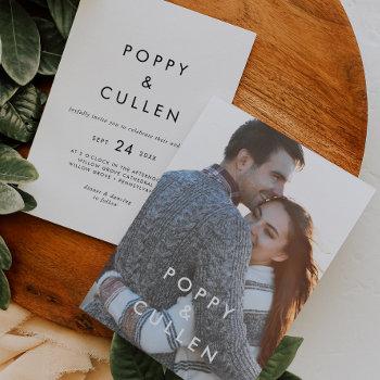 chic typography photo wedding invitation