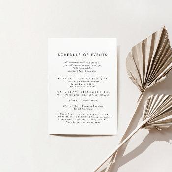 chic typography wedding weekend schedule of events enclosure card