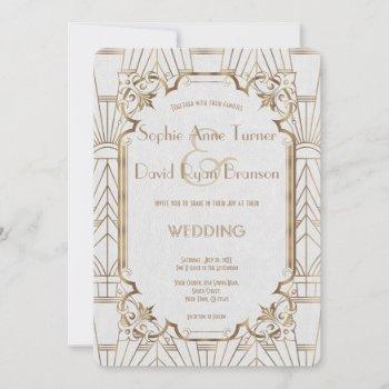 Small Chic White Gold Great Art Deco Wedding Front View