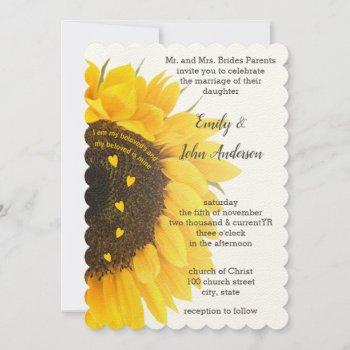 christian i am my beloved sunflower wedding  invitation