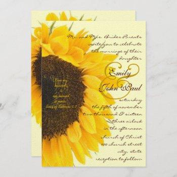 Small Christian I Am My Beloved Sunflower Wedding Invite Front View