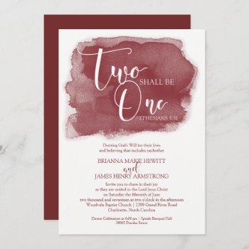 christian wedding invitation - watercolor marsala