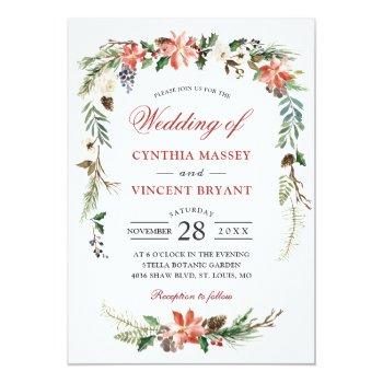 Small Christmas Poinsettia Floral Arch Winter Wedding Front View