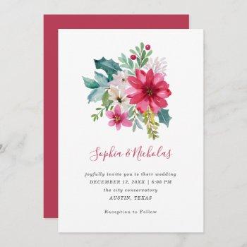 christmas wedding | floral and holly berries invitation