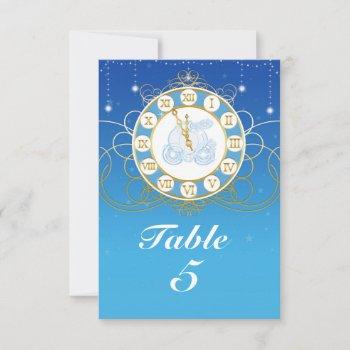 Small Cinderella Almost Midnight Blue Table Number Card Front View