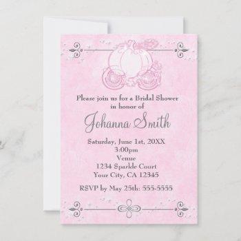 cinderella carriage pink bridal shower invitation