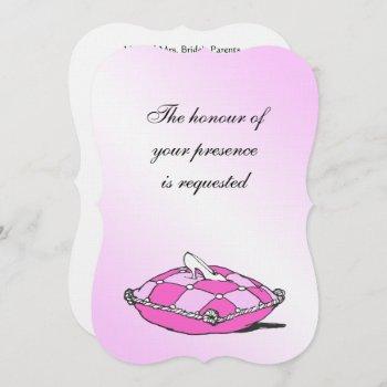 cinderella slipper pink pillow wedding invitation