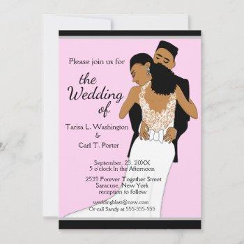 classic african american bride & groom wedding in invitation