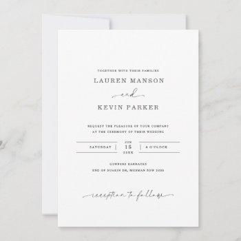 classic and minimalist black and white wedding invitation