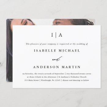 Small Classic Black And White Monogram Photo Wedding Front View