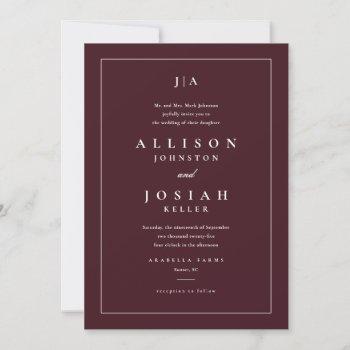 classic burgundy wedding invitation