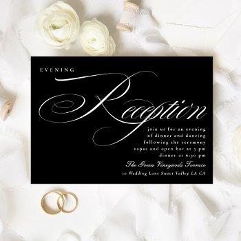 Small Classic Calligraphy Black Tie Wedding Reception Front View