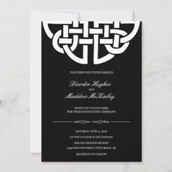 classic celtic knot black & white handfasting invitation