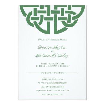 Small Classic Celtic Knot Green & White Handfasting Front View