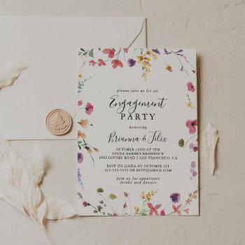 classic colorful wild floral engagement party  invitation