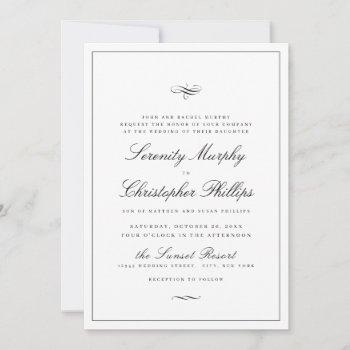 Small Classic Elegance Script Black And White Wedding Front View