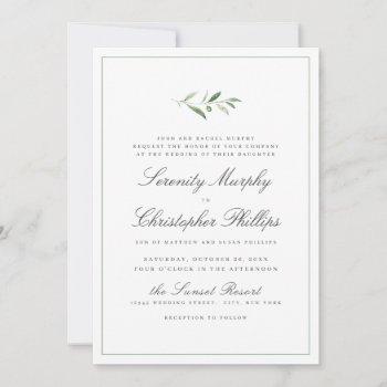 classic elegance script simple greenery wedding invitation