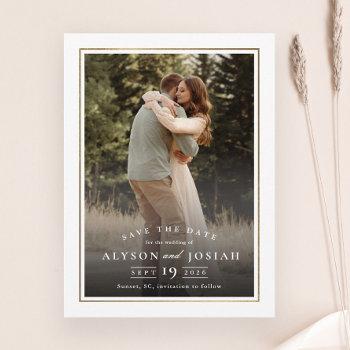 Small Classic Elegant Gold Wedding Photo Save The Date Front View