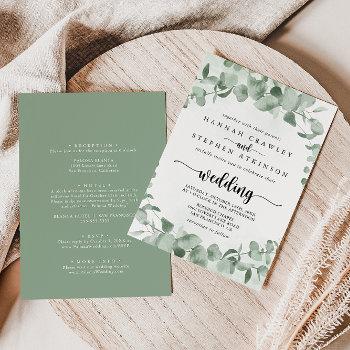 classic eucalyptus foliage front & back wedding invitation
