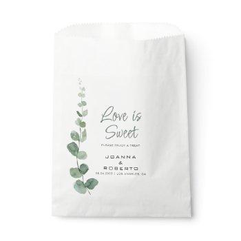 Small Classic Eucalyptus Love Is Sweet Wedding Favor Bag Front View