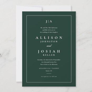 classic green wedding invitation