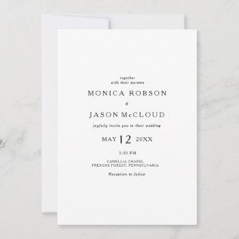 classic minimalist casual wedding invitation
