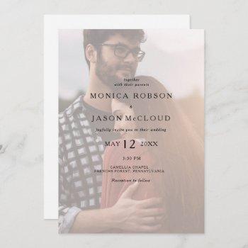 classic minimalist faded photo all in one wedding  invitation