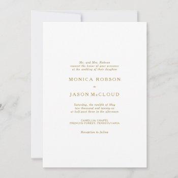 classic minimalist gold wedding invitation
