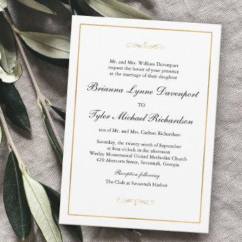 classic simple elegance gold border wedding invitation
