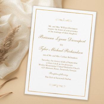 classic simple elegance gold text wedding invitation