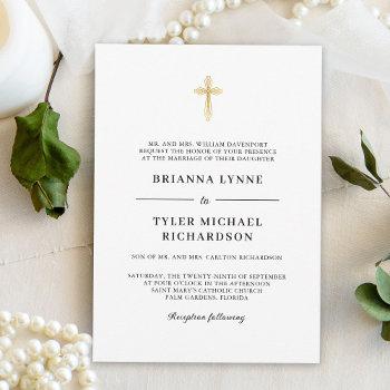 classic simple elegant christian cross wedding invitation