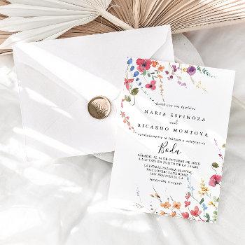 classic wild colorful floral spanish wedding invitation