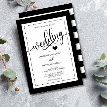 Small Classy Simple Black & White Heart Wedding Front View
