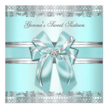 Small Classy Teal And Silver Invite Front View