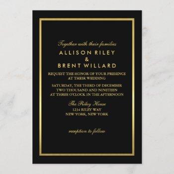 classy wedding invitation gold foil - black