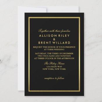Small Classy Wedding  Gold Foil-look - Black Front View