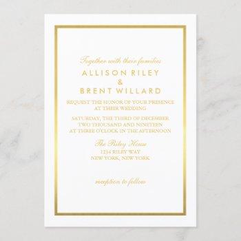classy wedding invitation gold foil - white