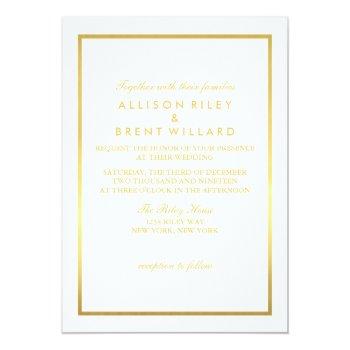 Small Classy Wedding  Gold Foil - White Front View