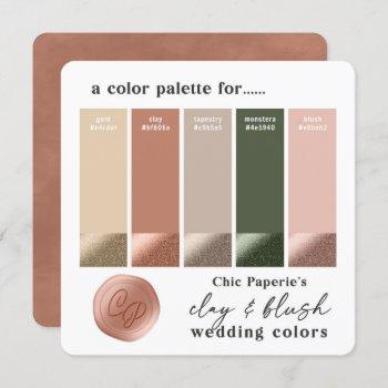 clay & blush pink 2022 wedding color palette card
