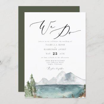 clover - watercolor boho mountain lake wedding invitation