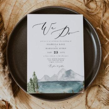 clover - watercolor boho mountain lake wedding invitation