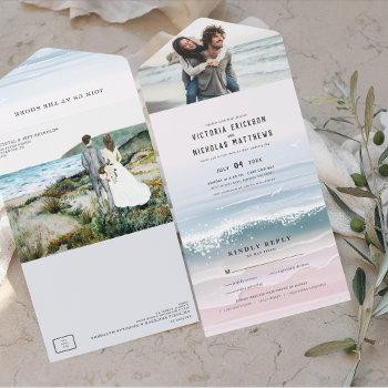 coastal ocean beach all in one wedding invite