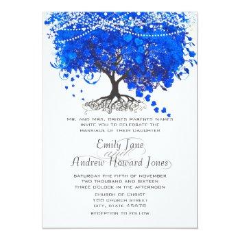 Small Cobalt Blue Heart Leaf Tree Wedding Front View